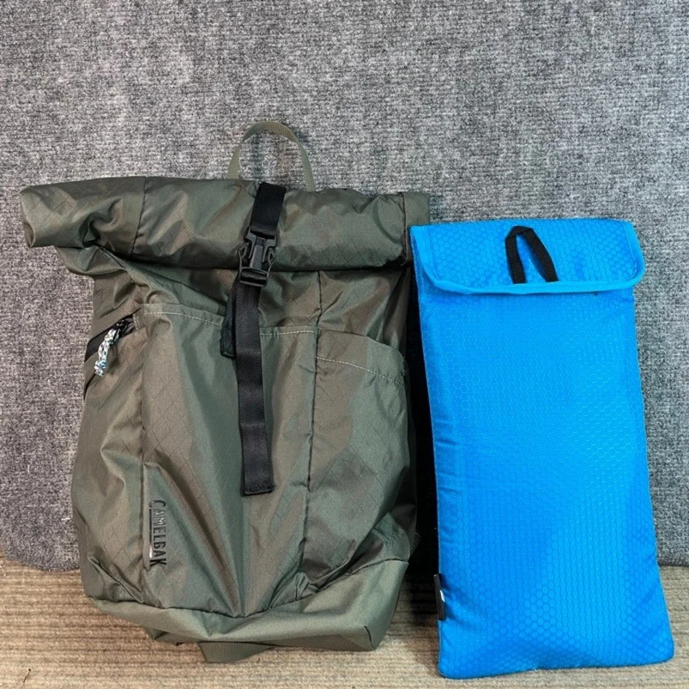 CamelBak Roll Top Backpack Olive Green Ripstop Hiking Commuter Bag